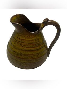 Signed Boanna 2002 Handcrafted Studio Pottery Pitcher with Cross Handle